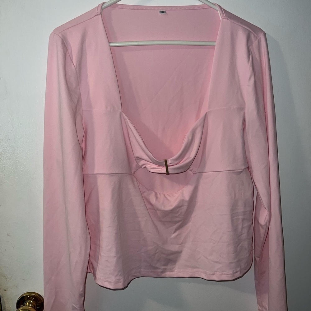 Pink Long Sleeve Top with Knot Detail
